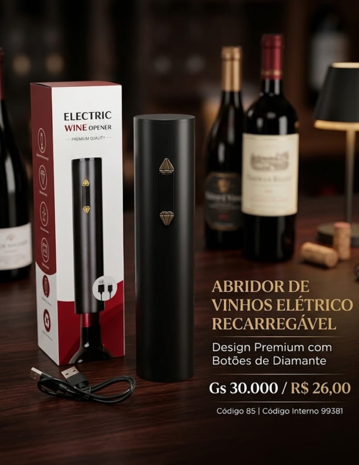 abridor de vinho eletrico