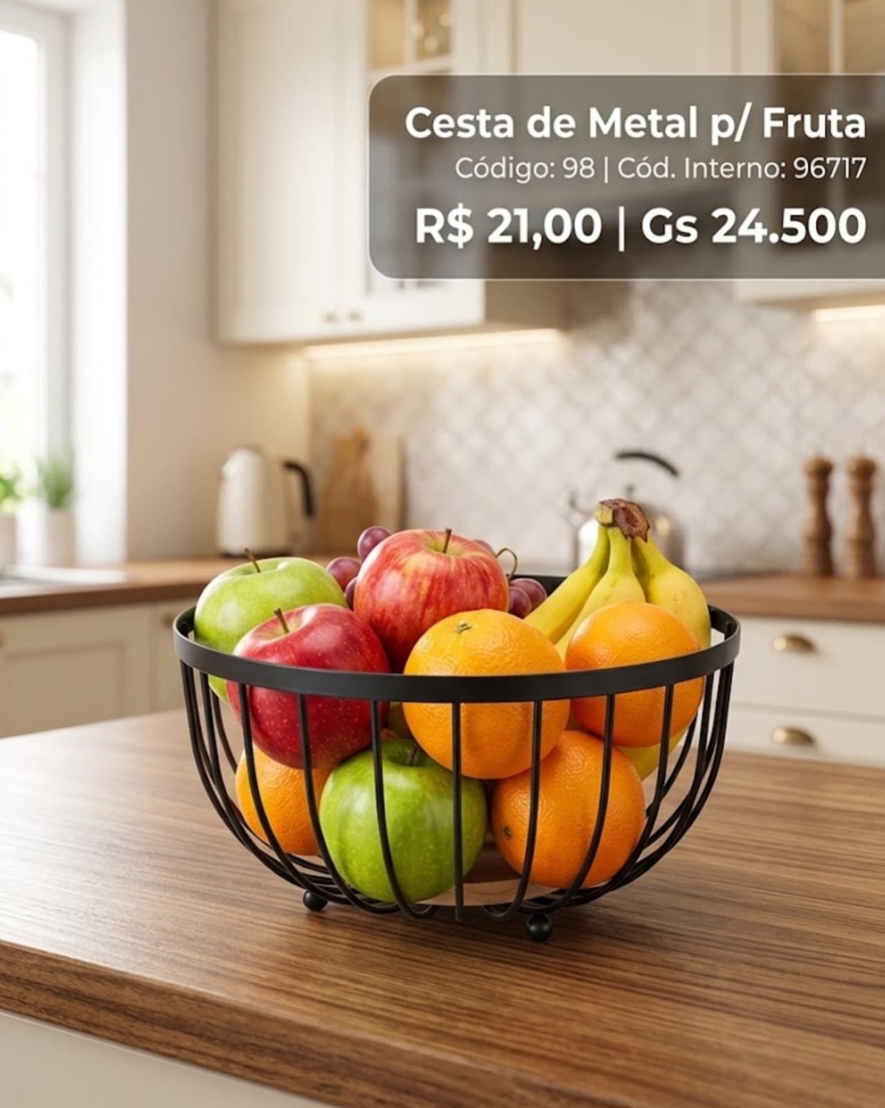 cesta de metal p/ fruta