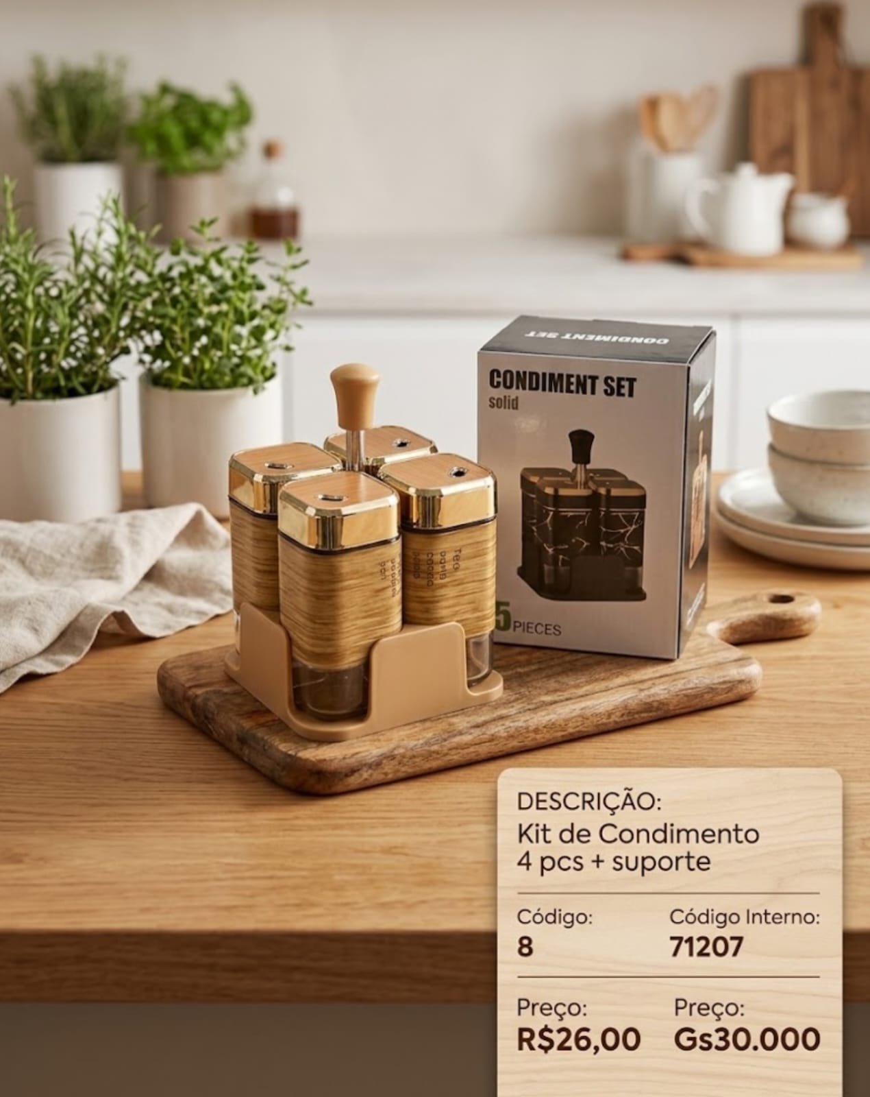 kit de porta condimmeo 4 pcs e soporte