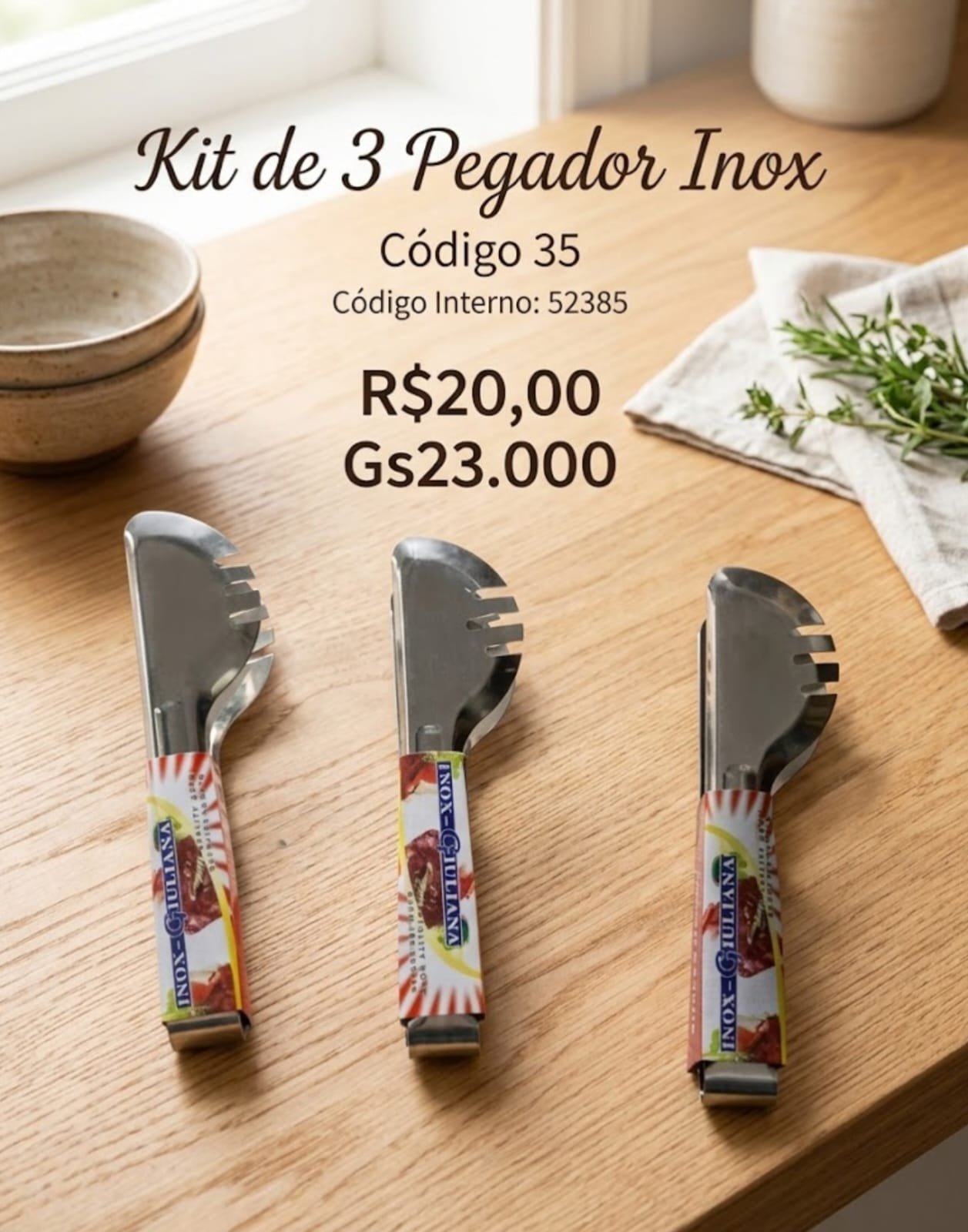 kit de 3 pegador de inox