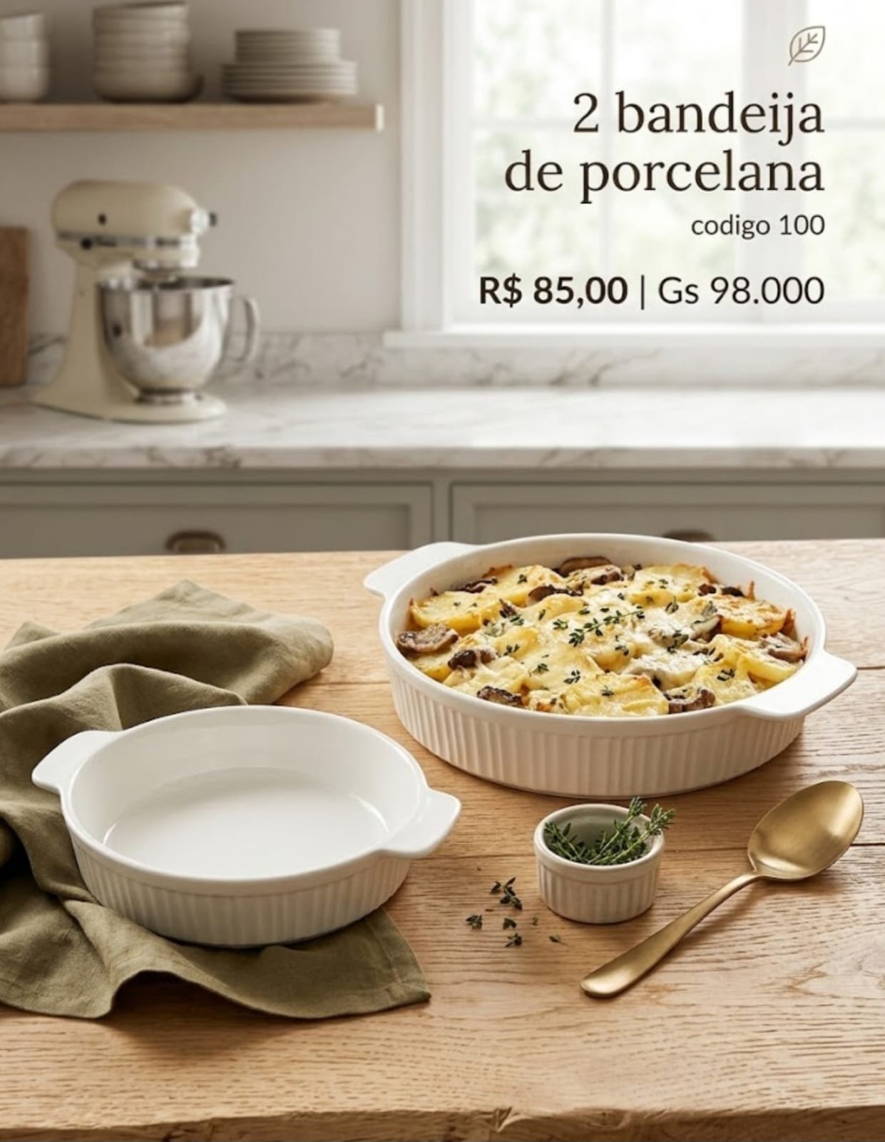 kit de 2 bandeija de porcelana