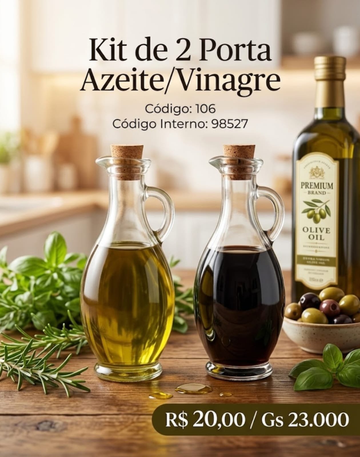 kit 2 porta azeite/ vinagre