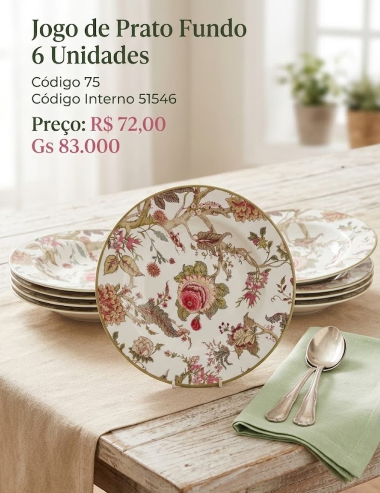 jogo de prato fundo 6 pcs